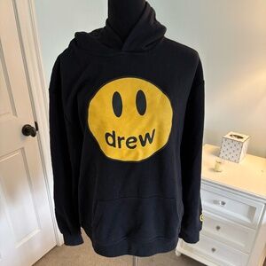 Drew House Black Hoodie with Large Front Logo, Size XL